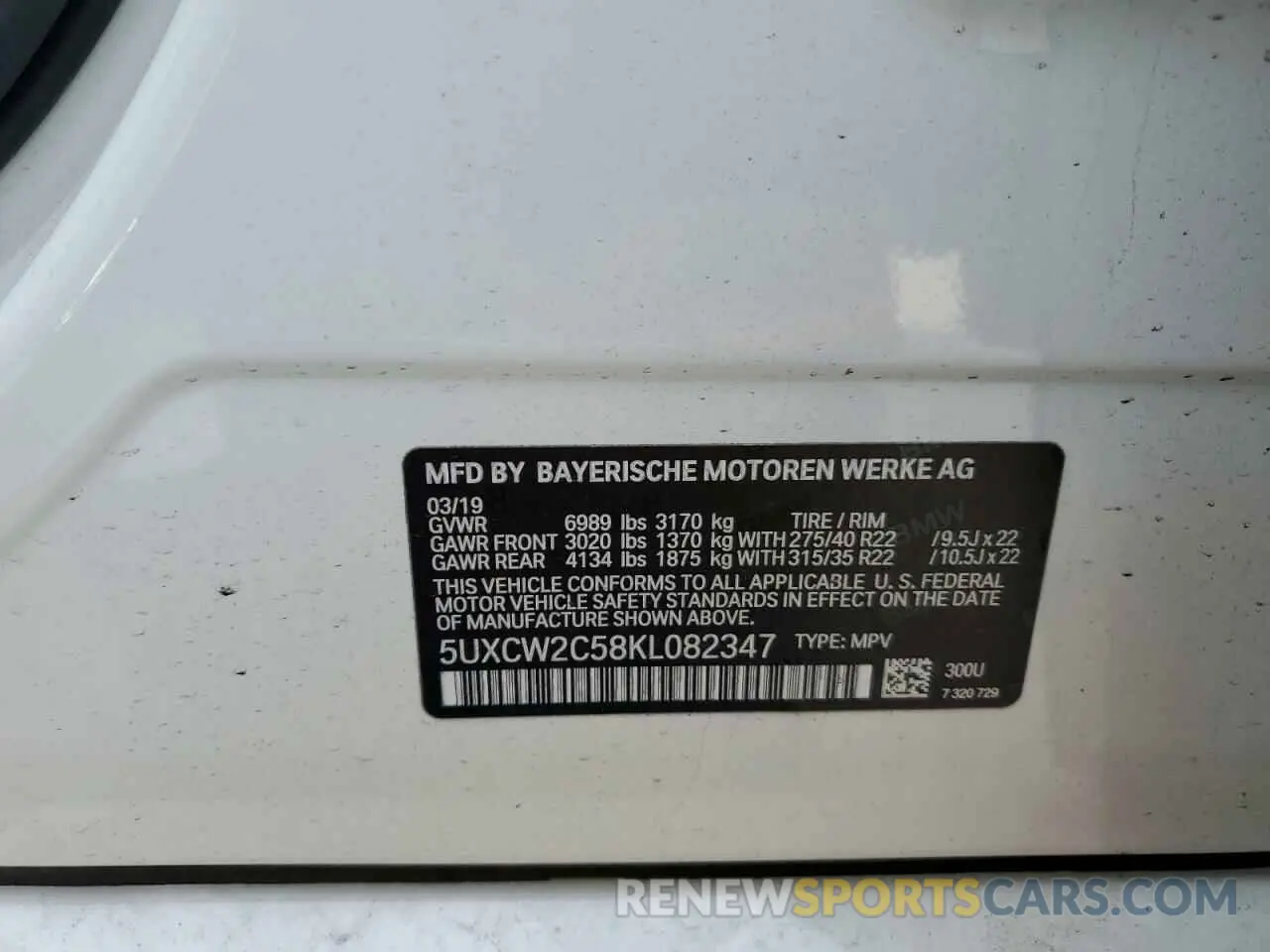 12 Photograph of a damaged car 5UXCW2C58KL082347 BMW X7 2019