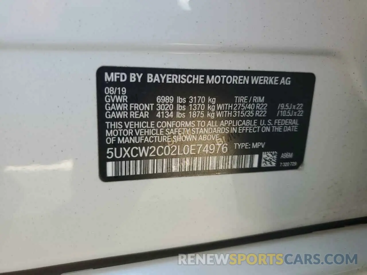13 Photograph of a damaged car 5UXCW2C02L0E74976 BMW X7 2020