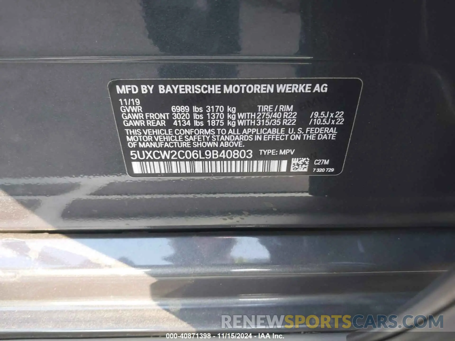 9 Photograph of a damaged car 5UXCW2C06L9B40803 BMW X7 2020