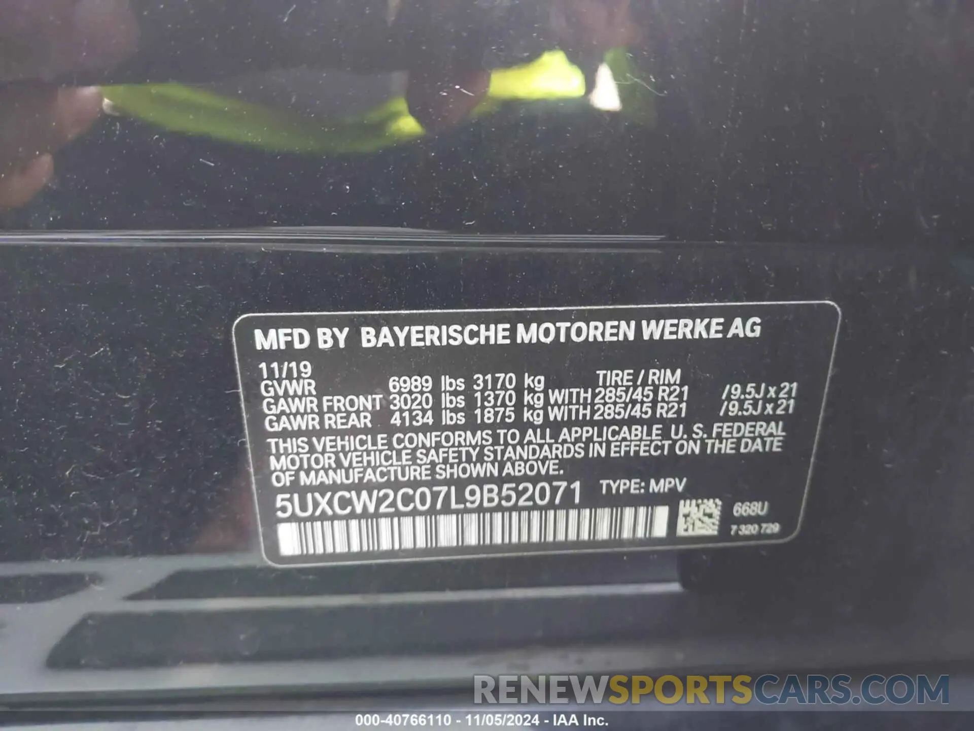 9 Photograph of a damaged car 5UXCW2C07L9B52071 BMW X7 2020