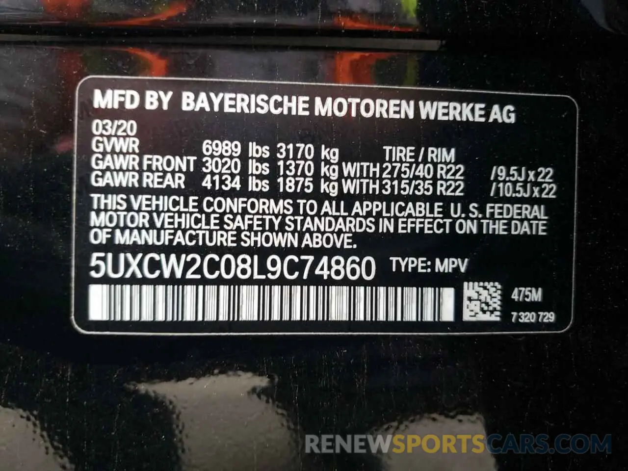 14 Photograph of a damaged car 5UXCW2C08L9C74860 BMW X7 2020