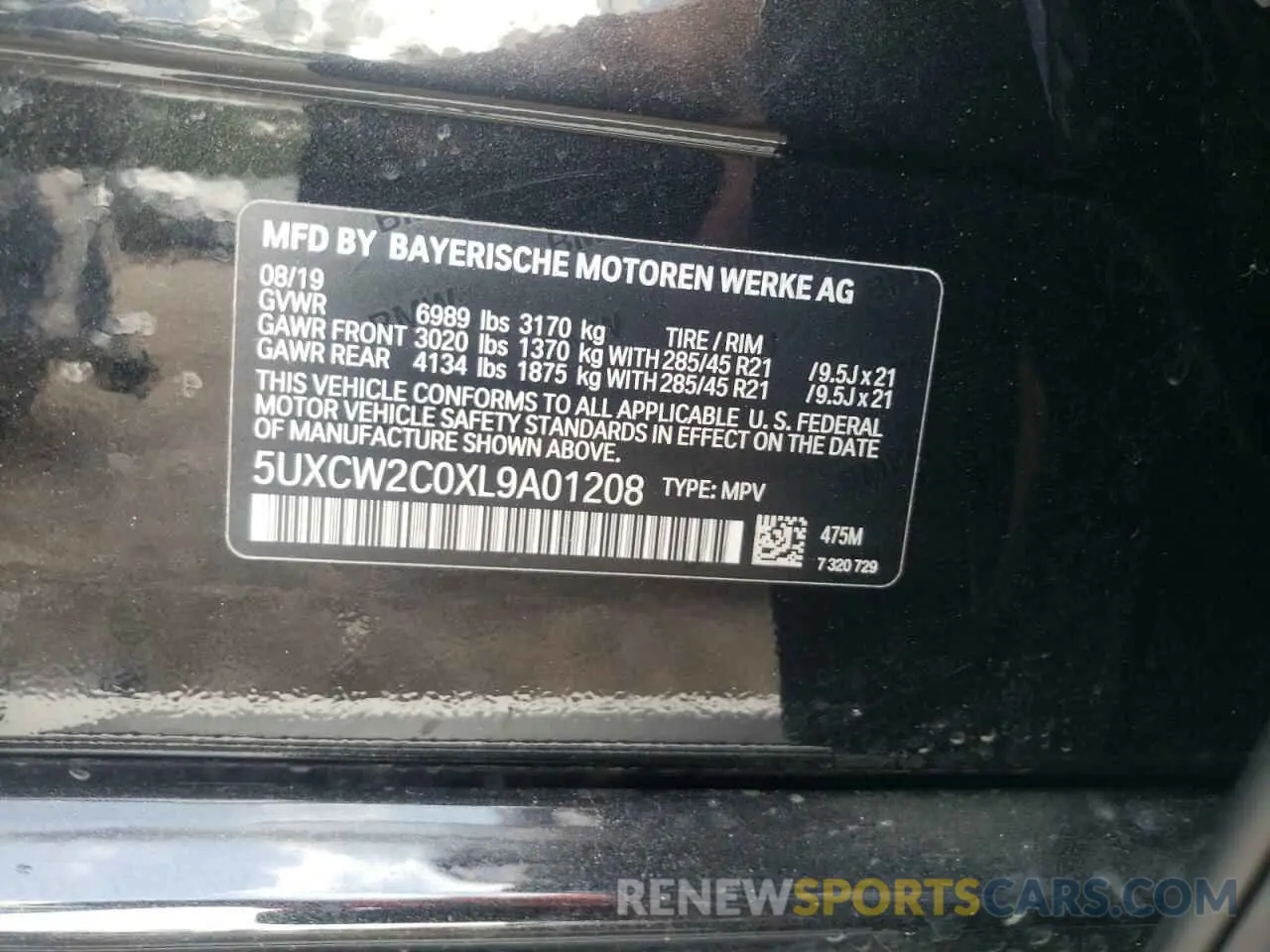 10 Photograph of a damaged car 5UXCW2C0XL9A01208 BMW X7 2020