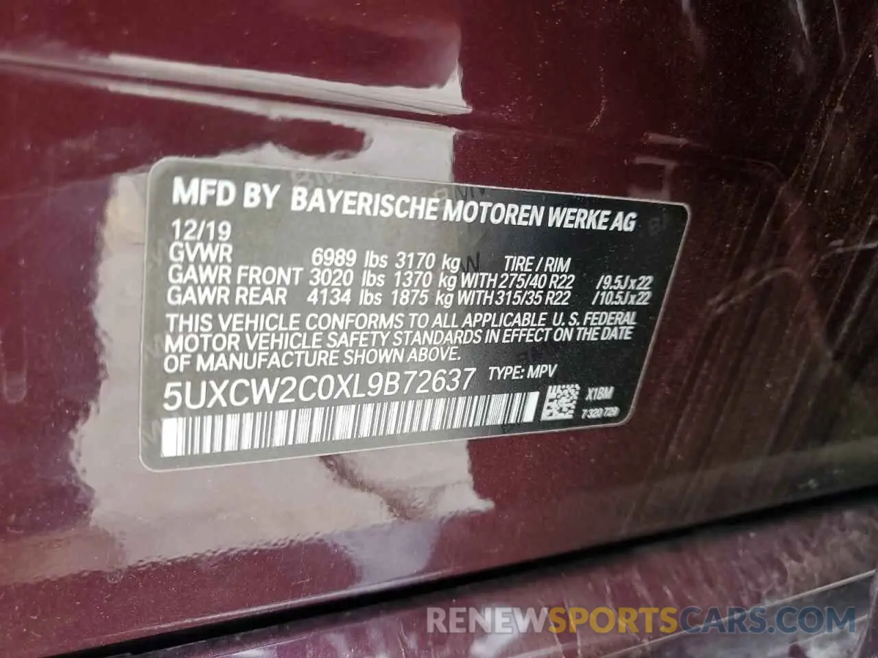 14 Photograph of a damaged car 5UXCW2C0XL9B72637 BMW X7 2020