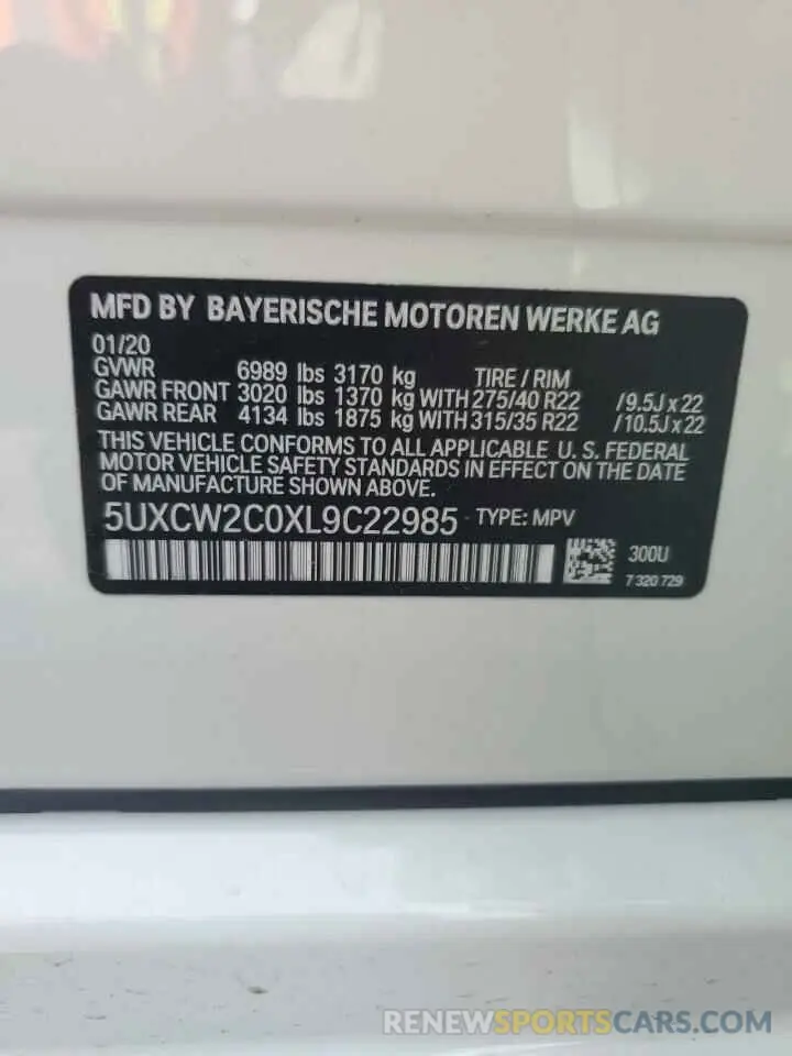 14 Photograph of a damaged car 5UXCW2C0XL9C22985 BMW X7 2020
