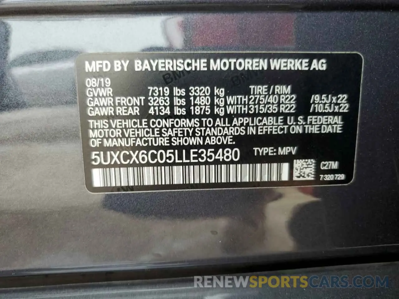 13 Photograph of a damaged car 5UXCX6C05LLE35480 BMW X7 2020