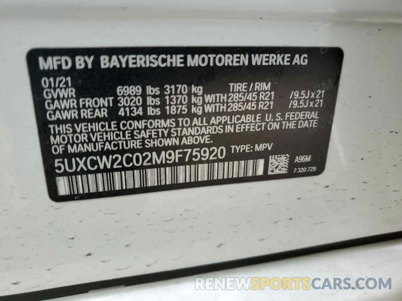 13 Photograph of a damaged car 5UXCW2C02M9F75920 BMW X7 2021