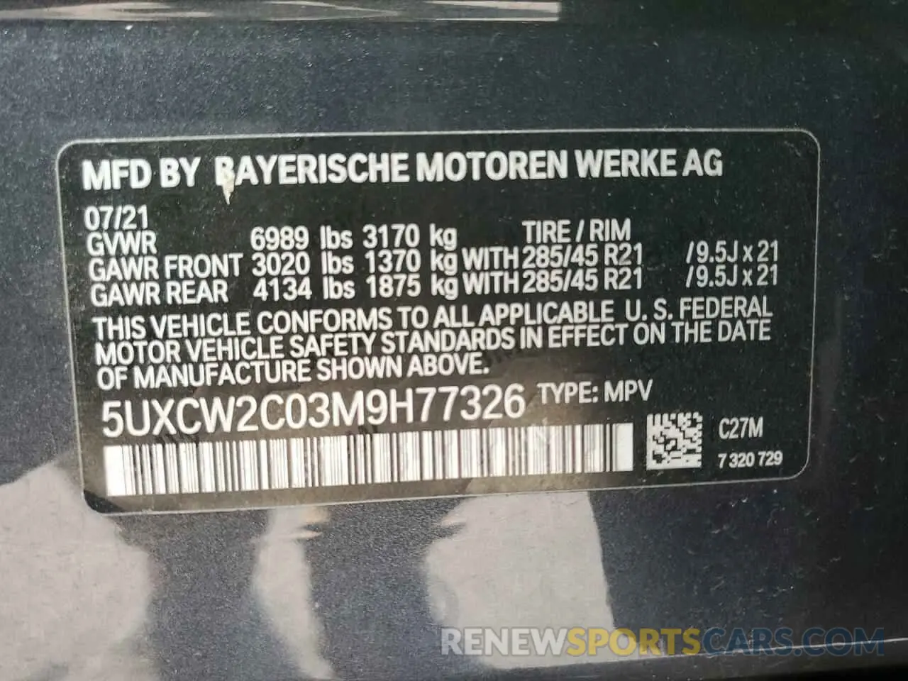 13 Photograph of a damaged car 5UXCW2C03M9H77326 BMW X7 2021