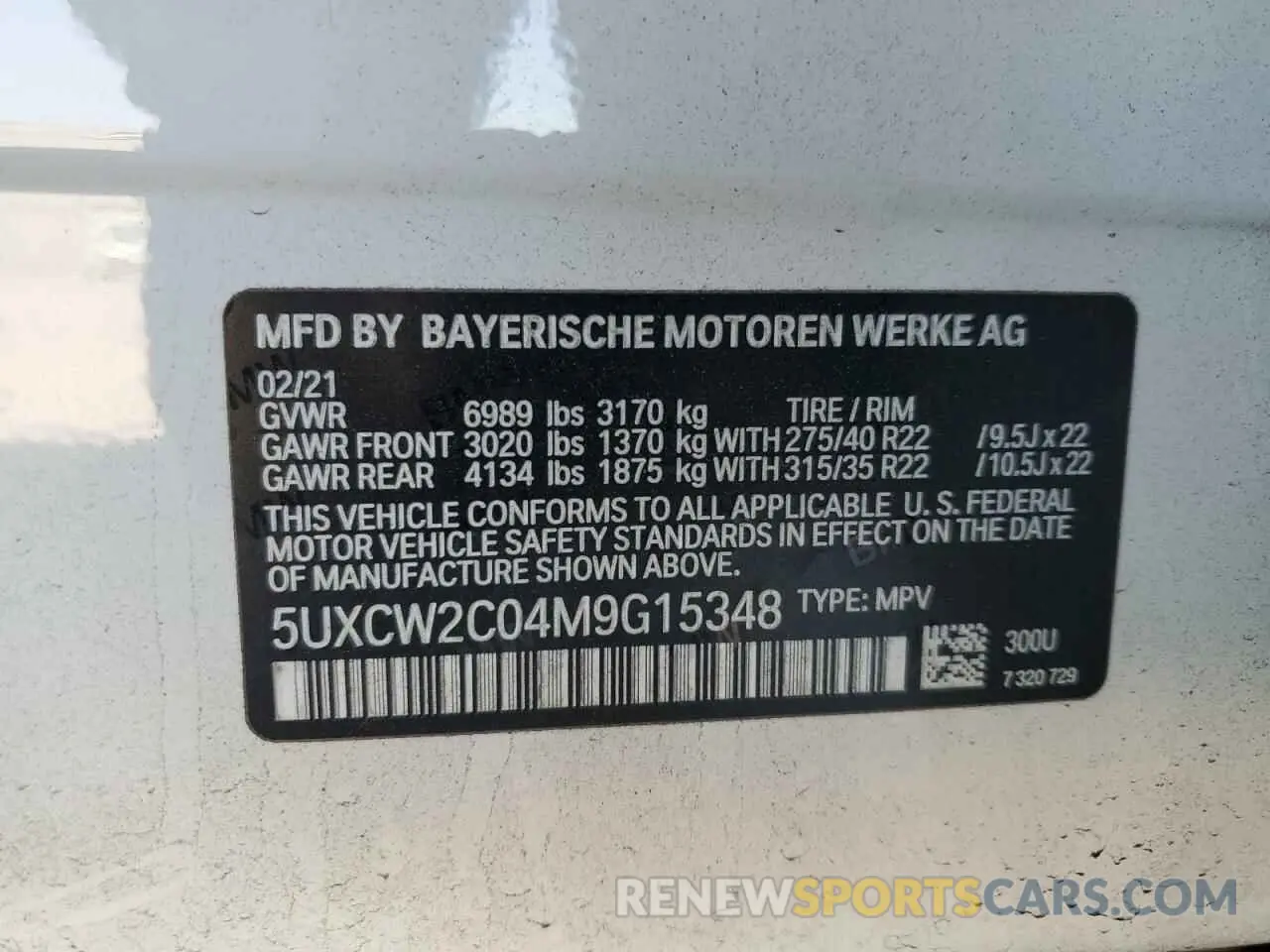 15 Photograph of a damaged car 5UXCW2C04M9G15348 BMW X7 2021