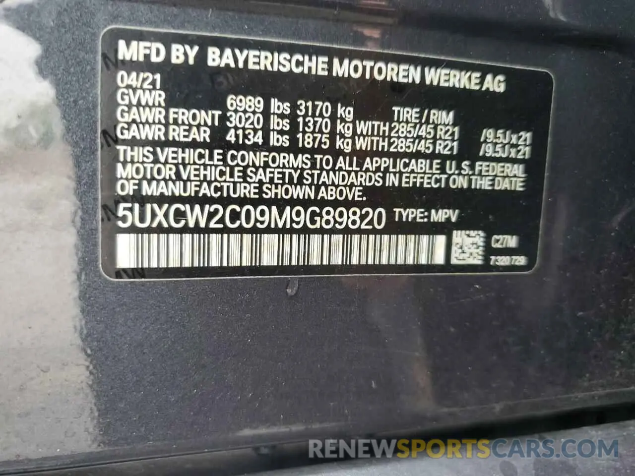 13 Photograph of a damaged car 5UXCW2C09M9G89820 BMW X7 2021