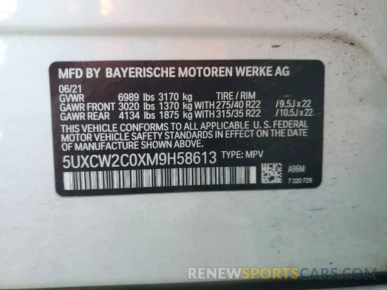 13 Photograph of a damaged car 5UXCW2C0XM9H58613 BMW X7 2021