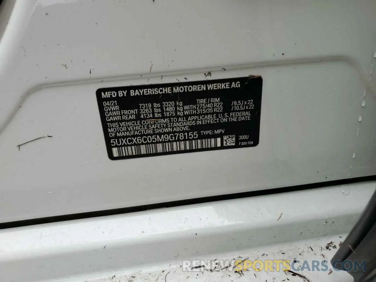 13 Photograph of a damaged car 5UXCX6C05M9G78155 BMW X7 2021