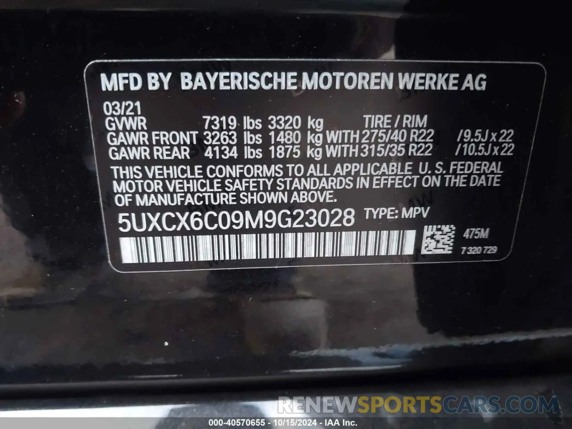 9 Photograph of a damaged car 5UXCX6C09M9G23028 BMW X7 2021