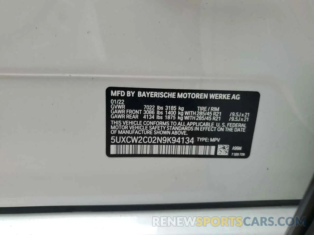 14 Photograph of a damaged car 5UXCW2C02N9K94134 BMW X7 2022