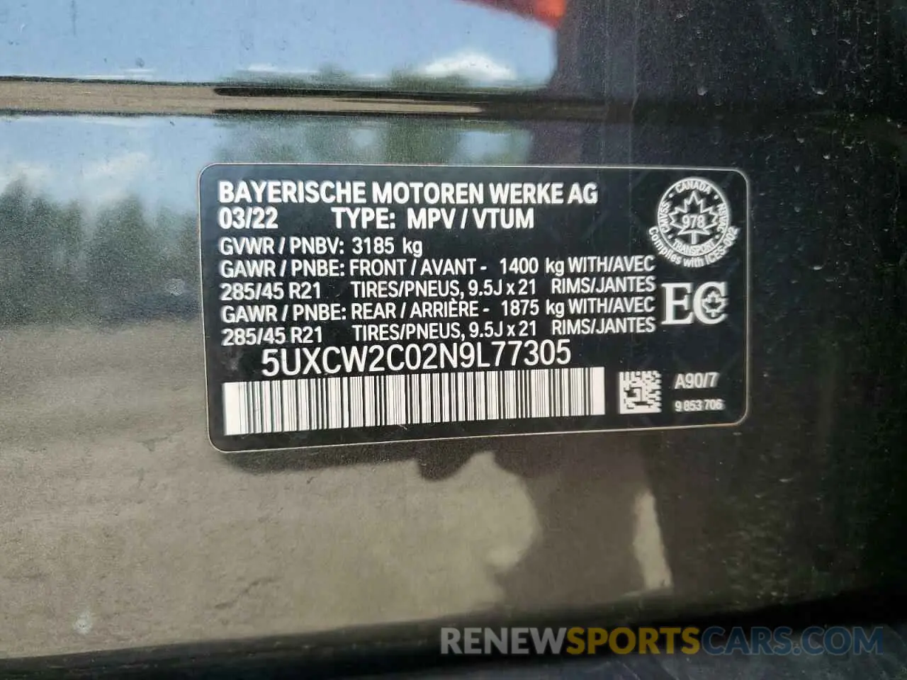 13 Photograph of a damaged car 5UXCW2C02N9L77305 BMW X7 2022