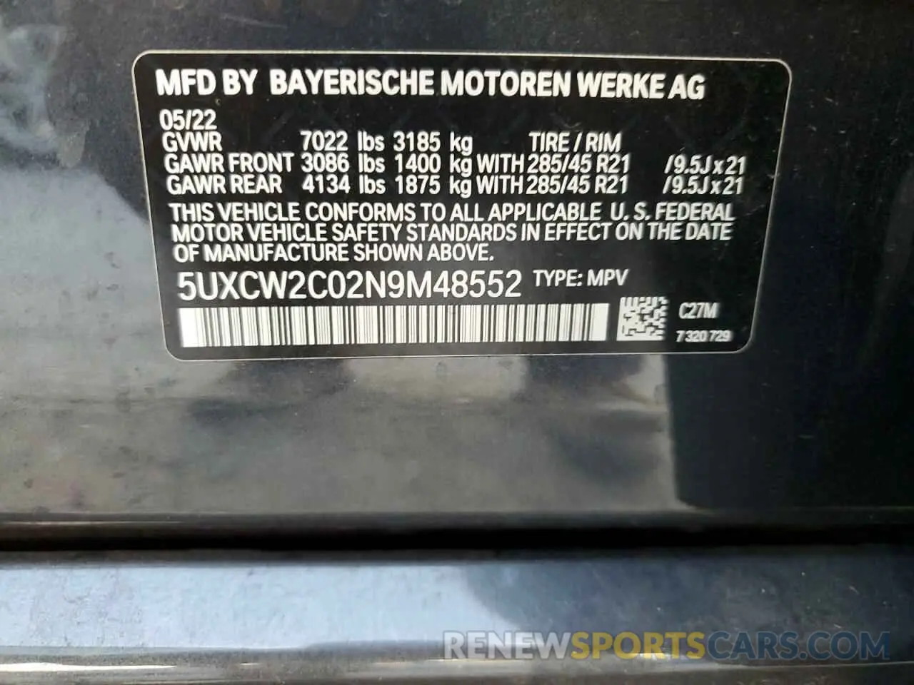 13 Photograph of a damaged car 5UXCW2C02N9M48552 BMW X7 2022