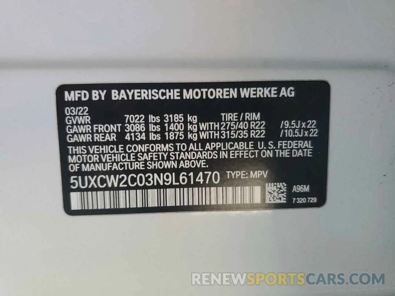 15 Photograph of a damaged car 5UXCW2C03N9L61470 BMW X7 2022