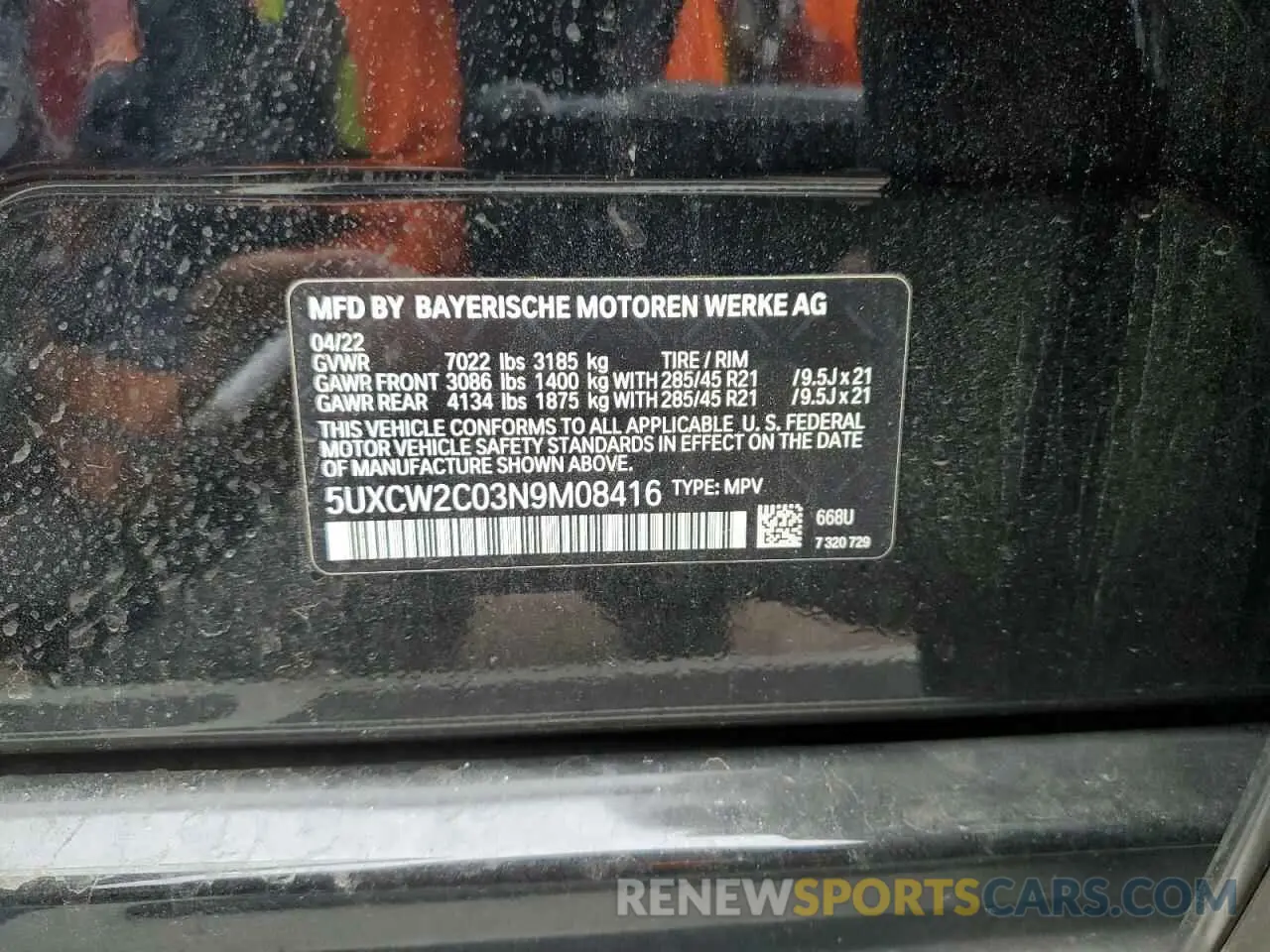 13 Photograph of a damaged car 5UXCW2C03N9M08416 BMW X7 2022