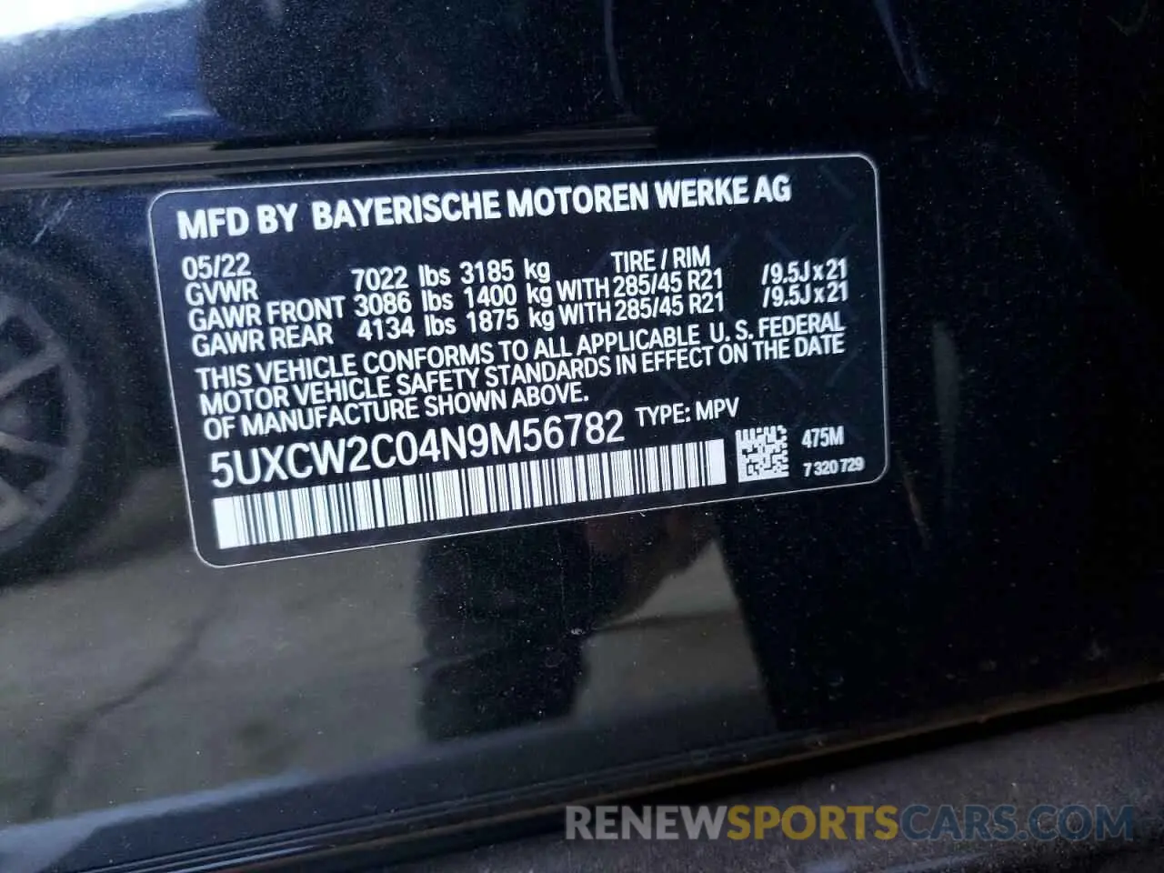13 Photograph of a damaged car 5UXCW2C04N9M56782 BMW X7 2022