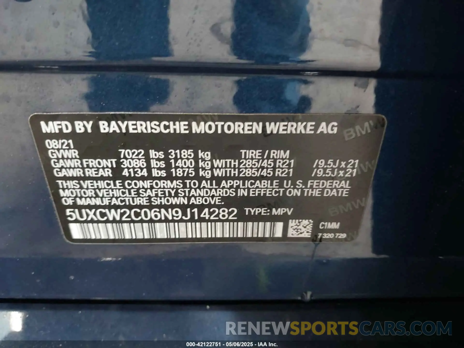9 Photograph of a damaged car 5UXCW2C06N9J14282 BMW X7 2022