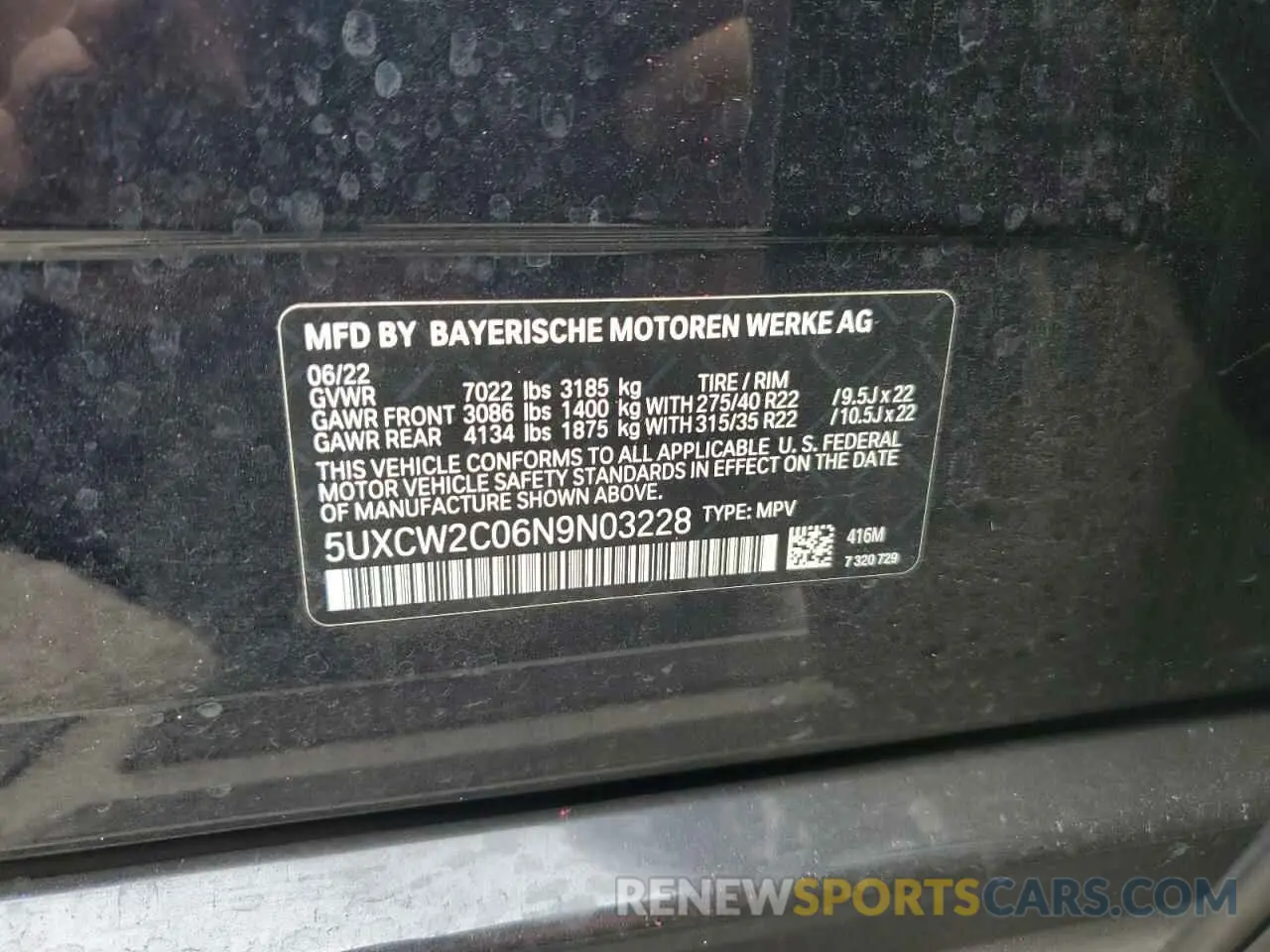 14 Photograph of a damaged car 5UXCW2C06N9N03228 BMW X7 2022