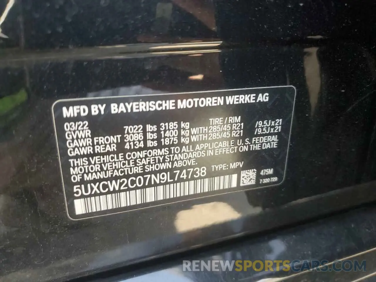 13 Photograph of a damaged car 5UXCW2C07N9L74738 BMW X7 2022