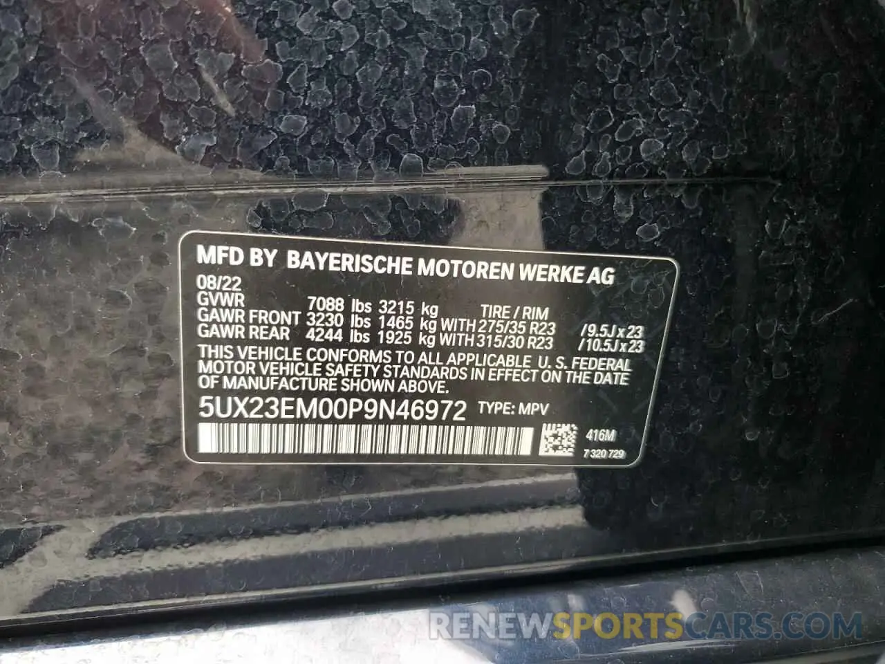 14 Photograph of a damaged car 5UX23EM00P9N46972 BMW X7 2023