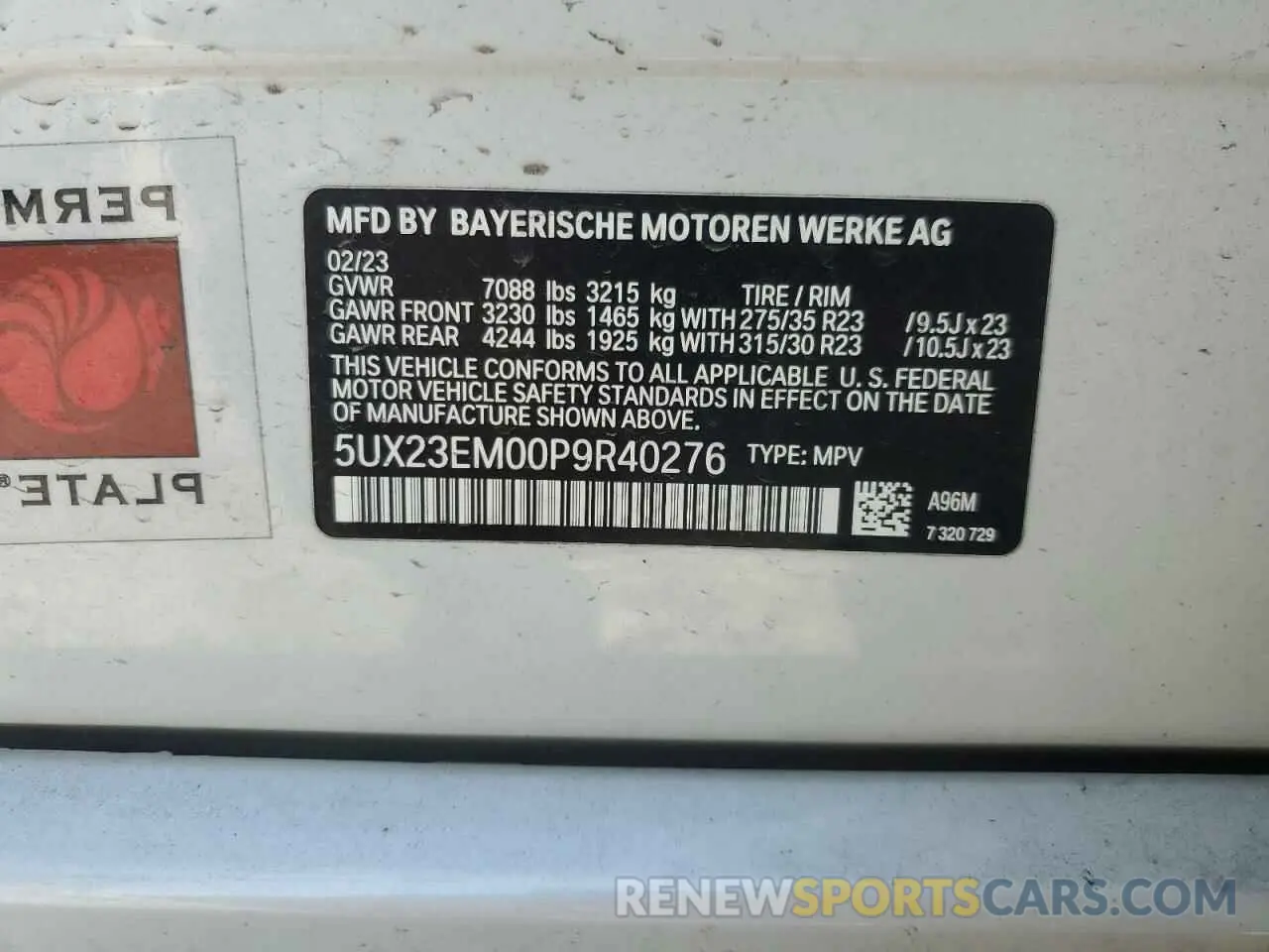 14 Photograph of a damaged car 5UX23EM00P9R40276 BMW X7 2023