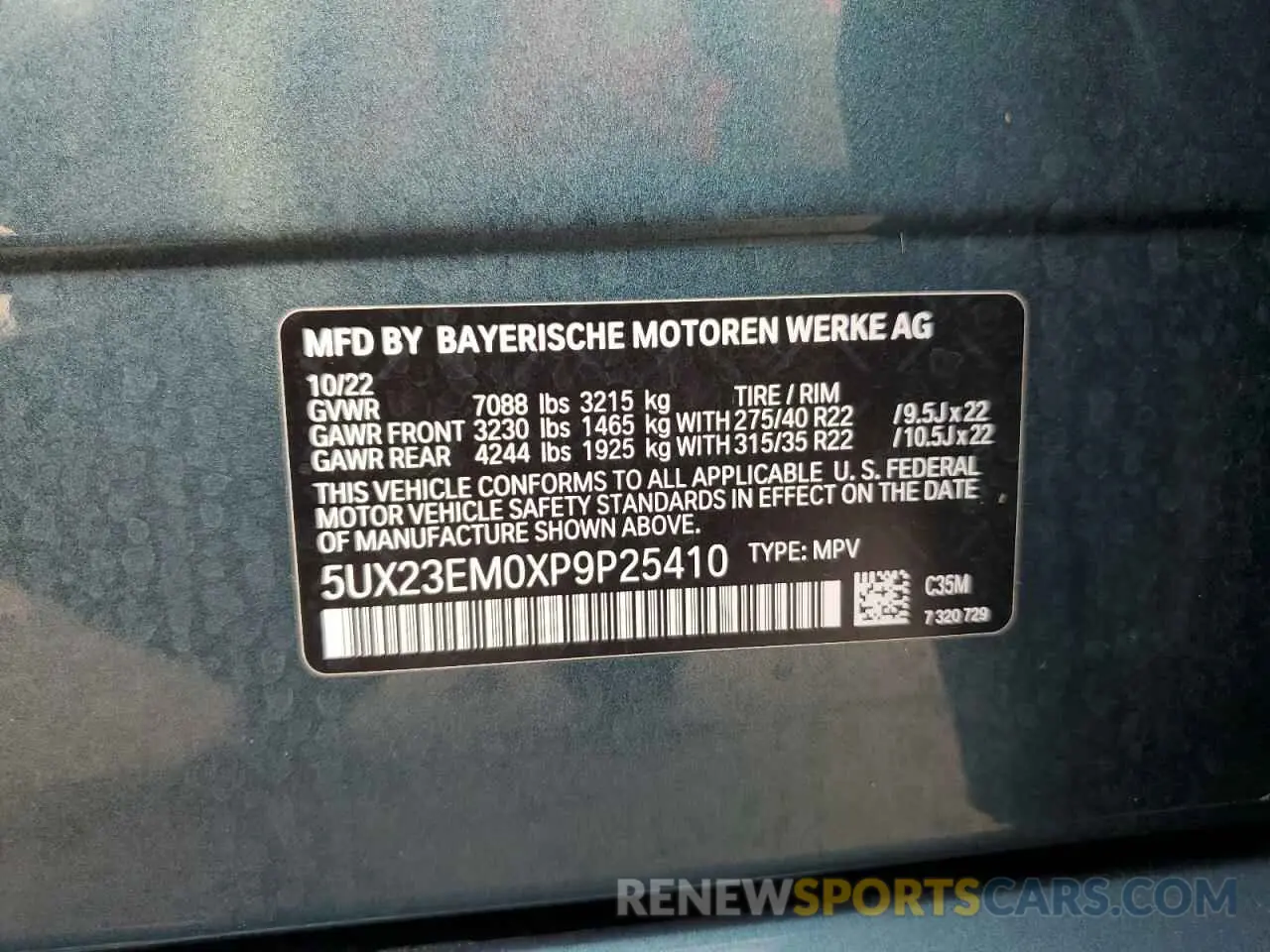 14 Photograph of a damaged car 5UX23EM0XP9P25410 BMW X7 2023