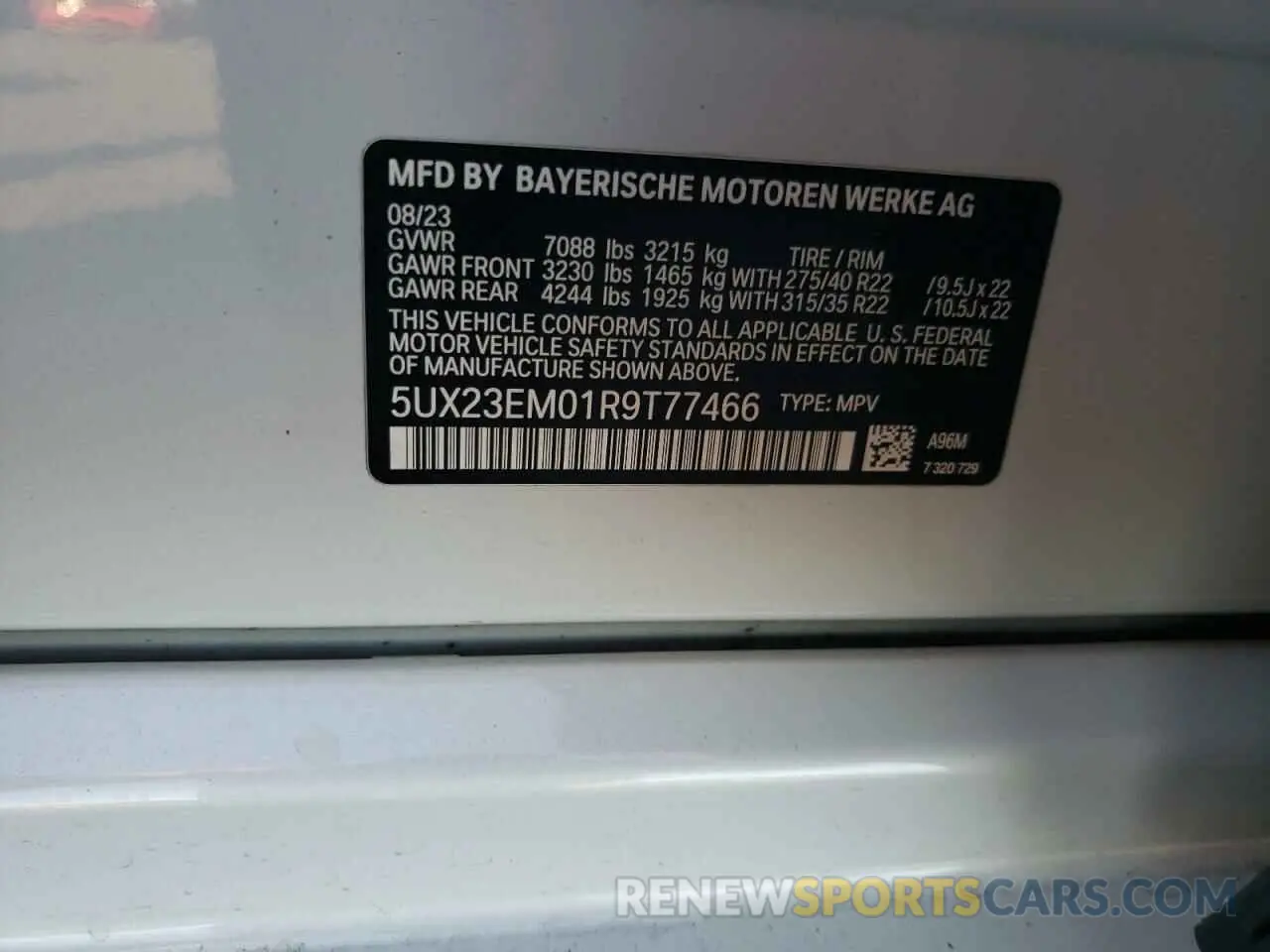 14 Photograph of a damaged car 5UX23EM01R9T77466 BMW X7 2024