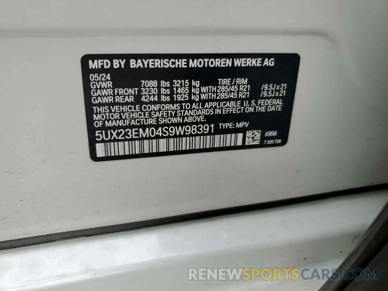 15 Photograph of a damaged car 5UX23EM04S9W98391 BMW X7 2025