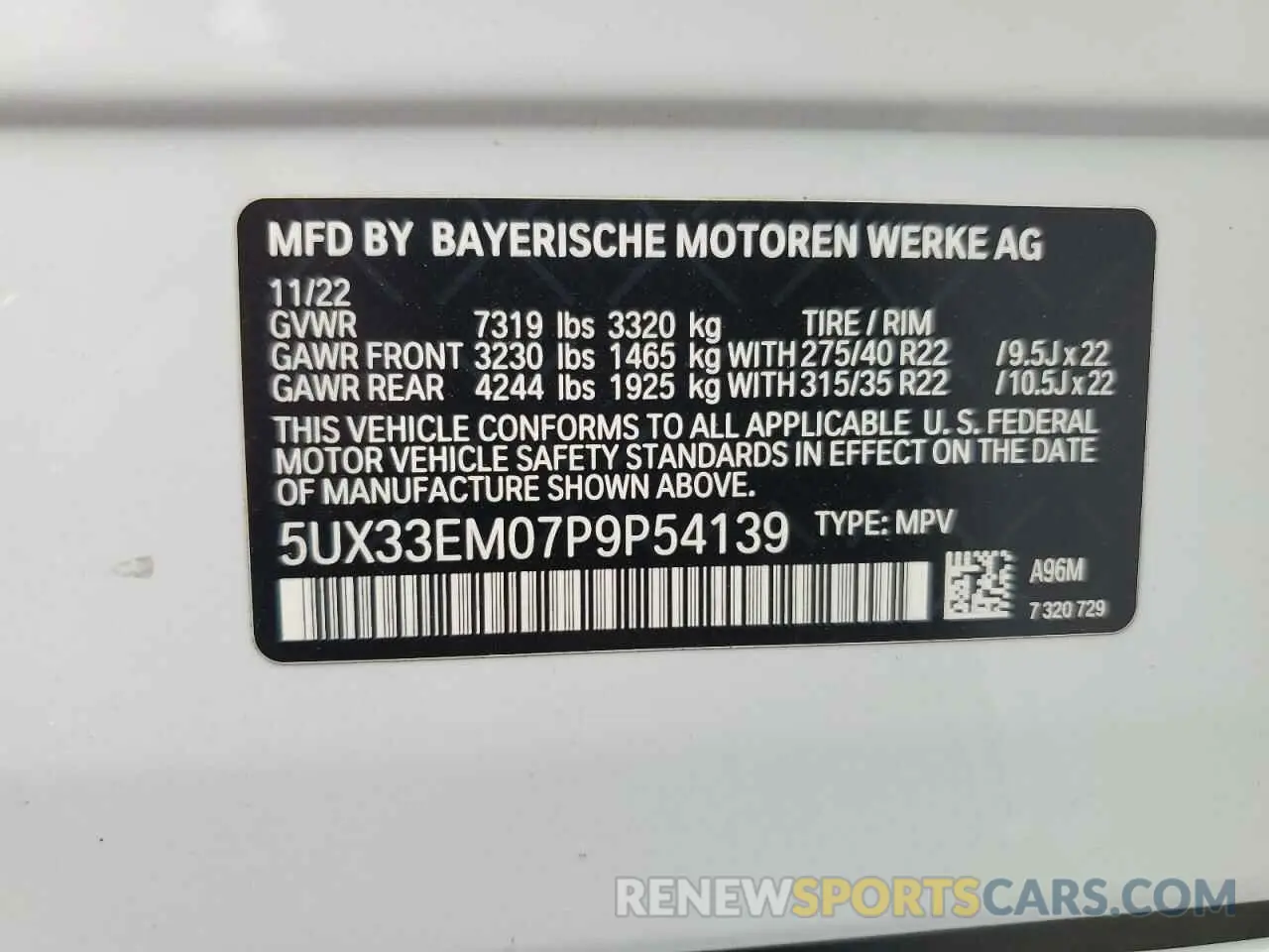 13 Photograph of a damaged car 5UX33EM07P9P54139 BMW X7 M60I 2023