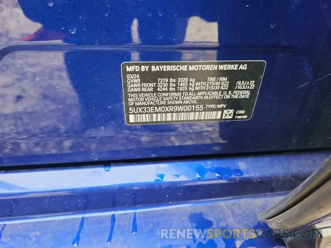 14 Photograph of a damaged car 5UX33EM0XR9W00155 BMW X7 M60I 2024
