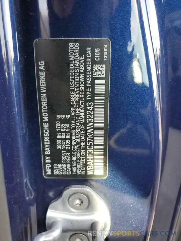13 Photograph of a damaged car WBAHF3C57KWW32243 BMW Z4 2019