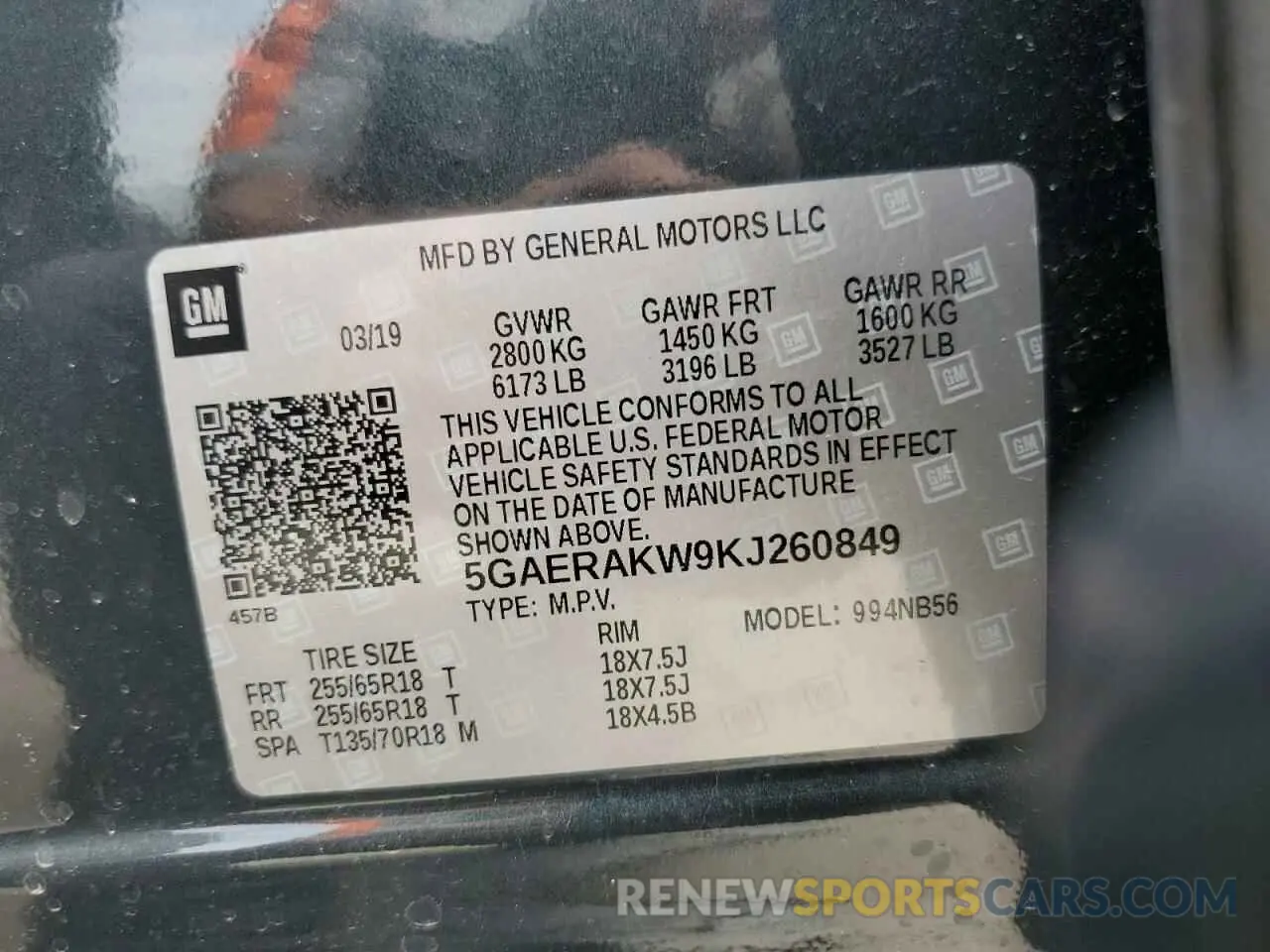 13 Photograph of a damaged car 5GAERAKW9KJ260849 BUICK ENCLAVE 2019