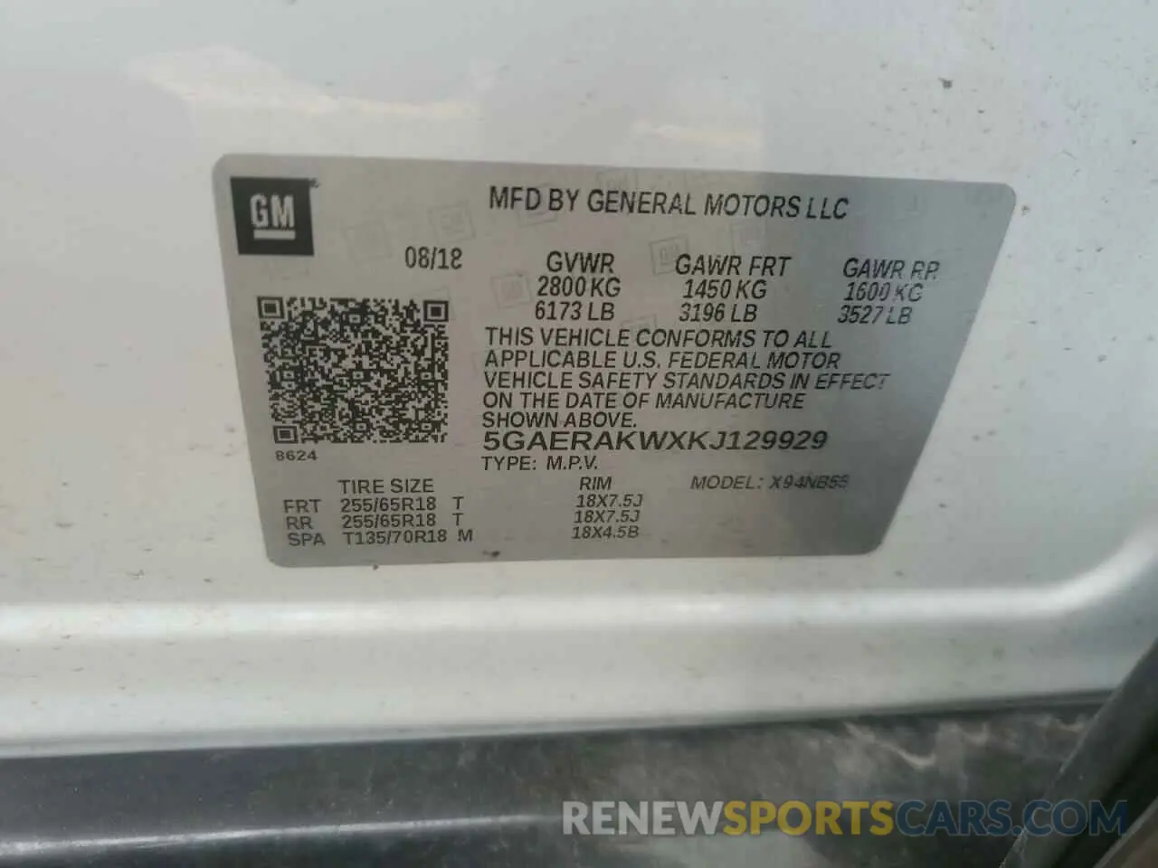 13 Photograph of a damaged car 5GAERAKWXKJ129929 BUICK ENCLAVE 2019