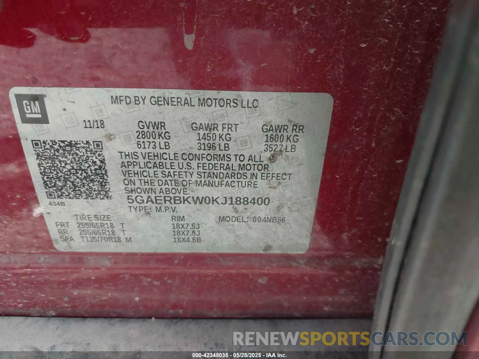 9 Photograph of a damaged car 5GAERBKW0KJ188400 BUICK ENCLAVE 2019