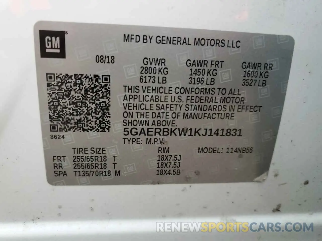 13 Photograph of a damaged car 5GAERBKW1KJ141831 BUICK ENCLAVE 2019