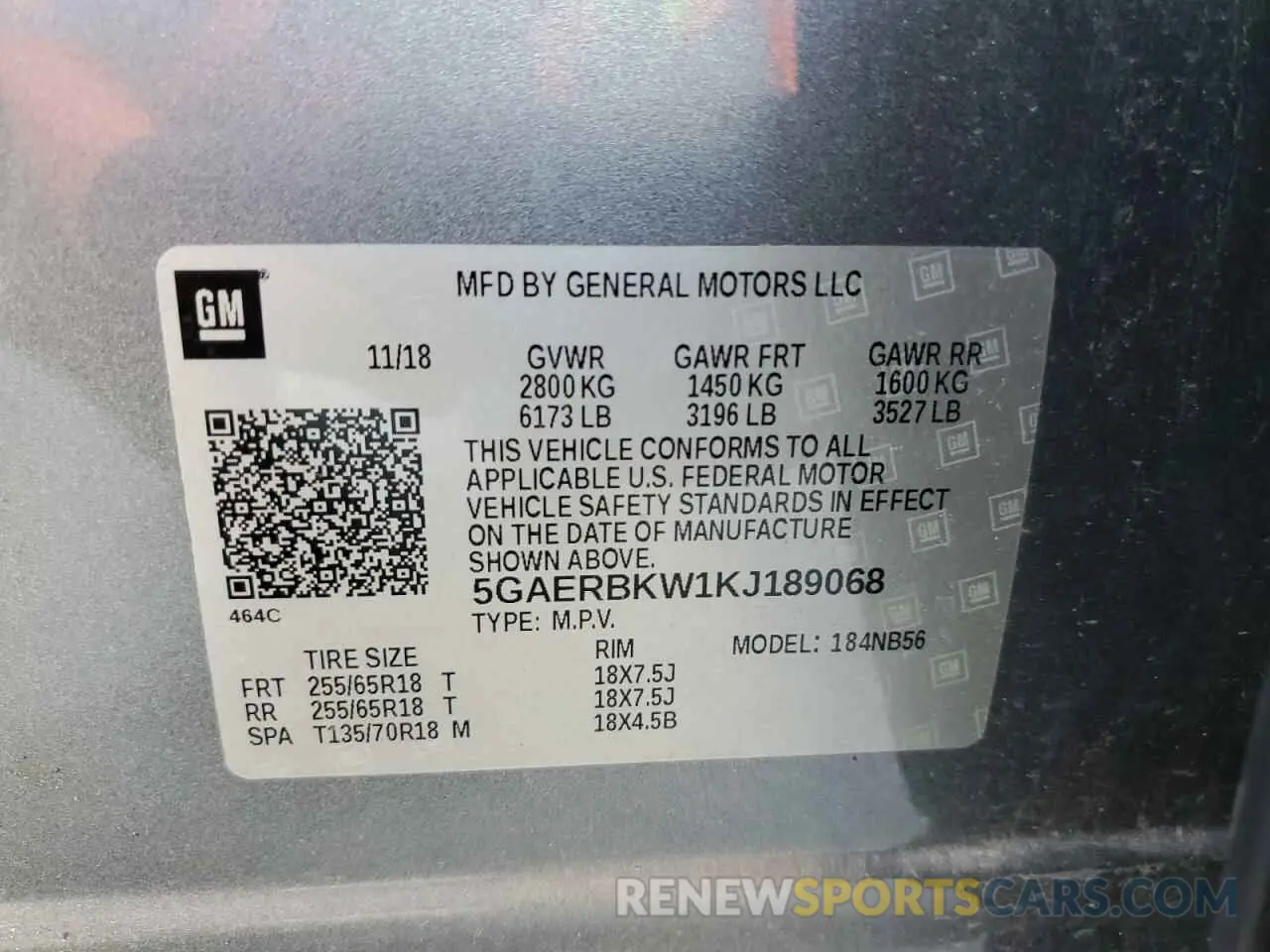 13 Photograph of a damaged car 5GAERBKW1KJ189068 BUICK ENCLAVE 2019