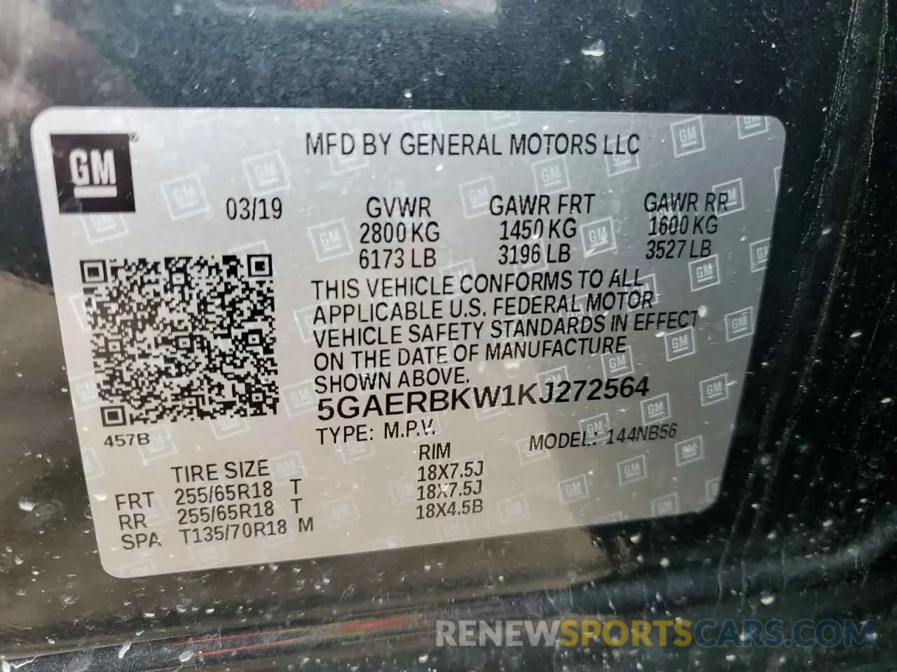 13 Photograph of a damaged car 5GAERBKW1KJ272564 BUICK ENCLAVE 2019