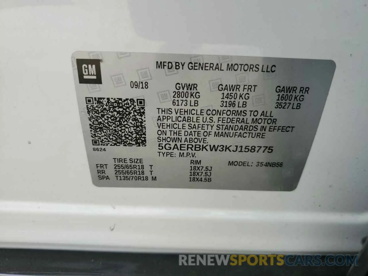 13 Photograph of a damaged car 5GAERBKW3KJ158775 BUICK ENCLAVE 2019