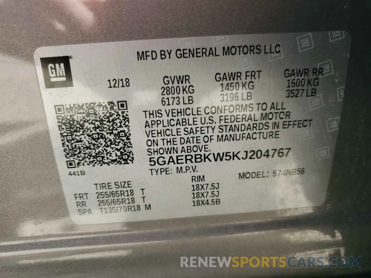13 Photograph of a damaged car 5GAERBKW5KJ204767 BUICK ENCLAVE 2019