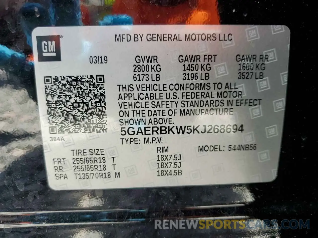 14 Photograph of a damaged car 5GAERBKW5KJ268694 BUICK ENCLAVE 2019