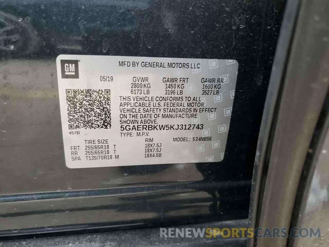 13 Photograph of a damaged car 5GAERBKW5KJ312743 BUICK ENCLAVE 2019