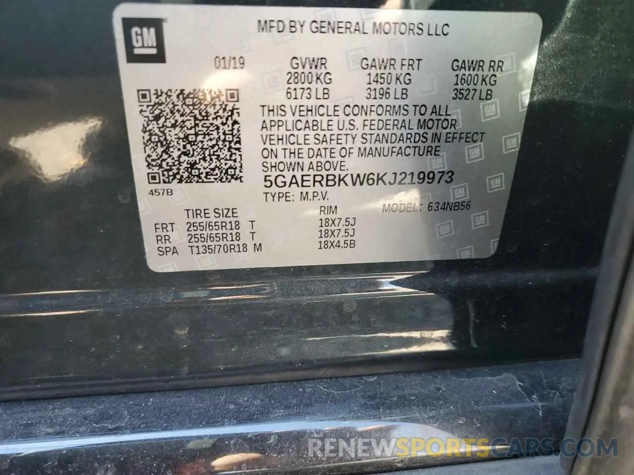 15 Photograph of a damaged car 5GAERBKW6KJ219973 BUICK ENCLAVE 2019