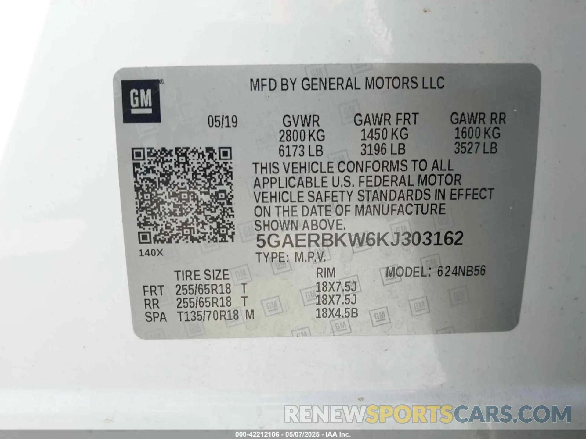 9 Photograph of a damaged car 5GAERBKW6KJ303162 BUICK ENCLAVE 2019