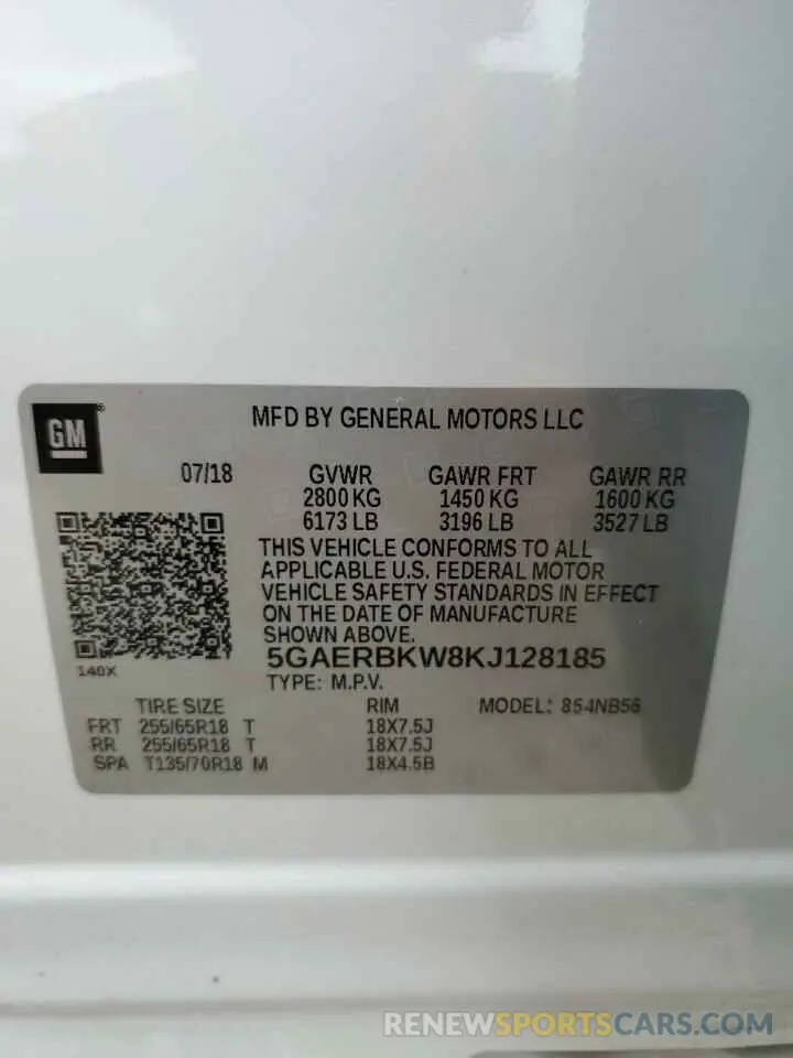 14 Photograph of a damaged car 5GAERBKW8KJ128185 BUICK ENCLAVE 2019