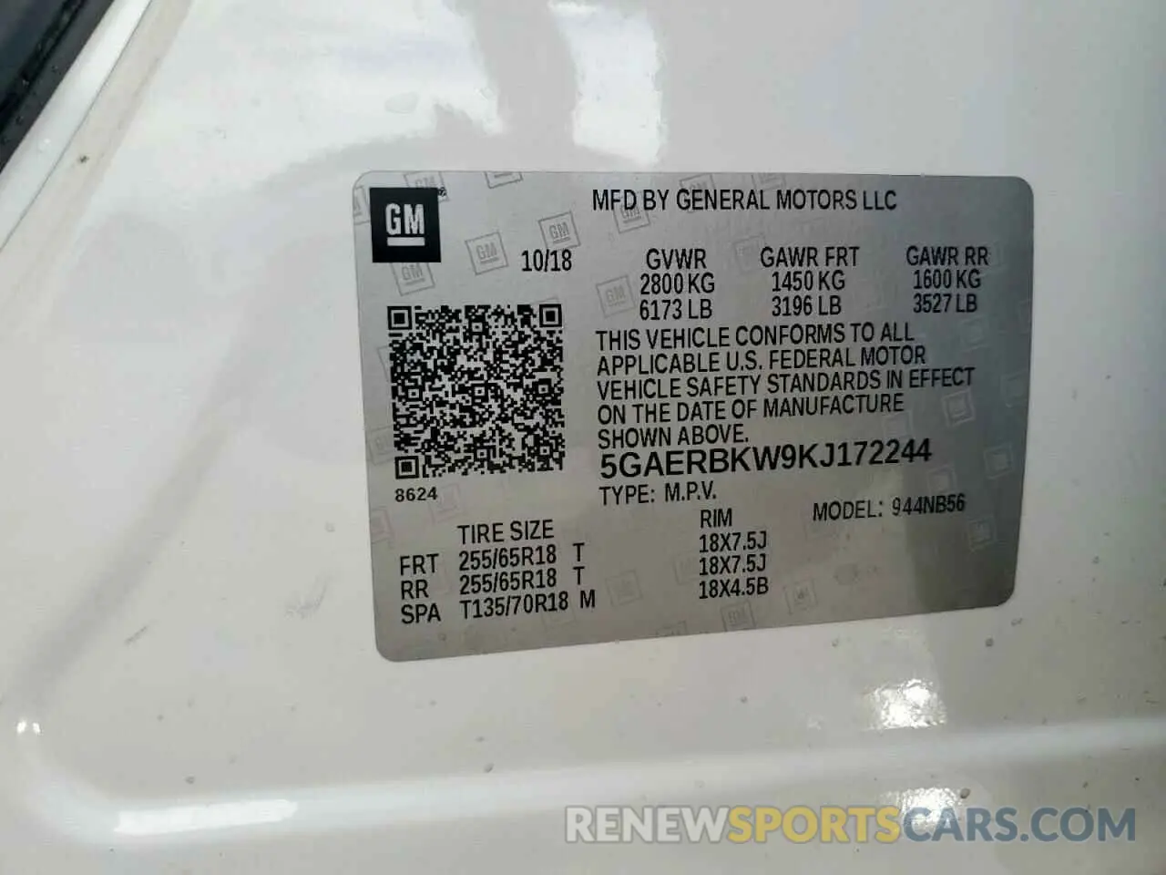 14 Photograph of a damaged car 5GAERBKW9KJ172244 BUICK ENCLAVE 2019