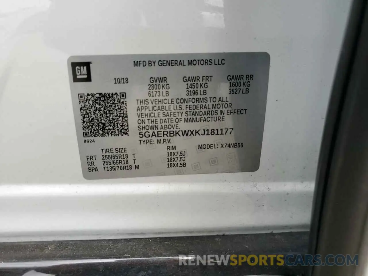 14 Photograph of a damaged car 5GAERBKWXKJ181177 BUICK ENCLAVE 2019