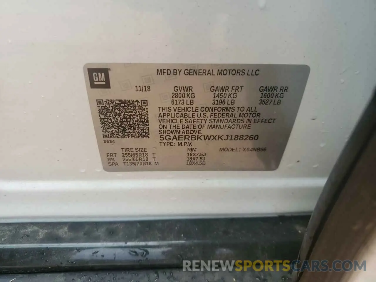 13 Photograph of a damaged car 5GAERBKWXKJ188260 BUICK ENCLAVE 2019