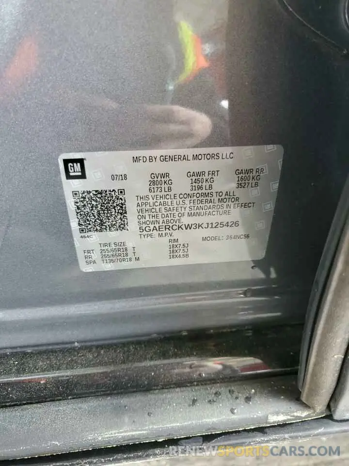 13 Photograph of a damaged car 5GAERCKW3KJ125426 BUICK ENCLAVE 2019